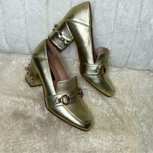 Steven by Steve Madden Layla Leather Bit Loafer Gold Size 6